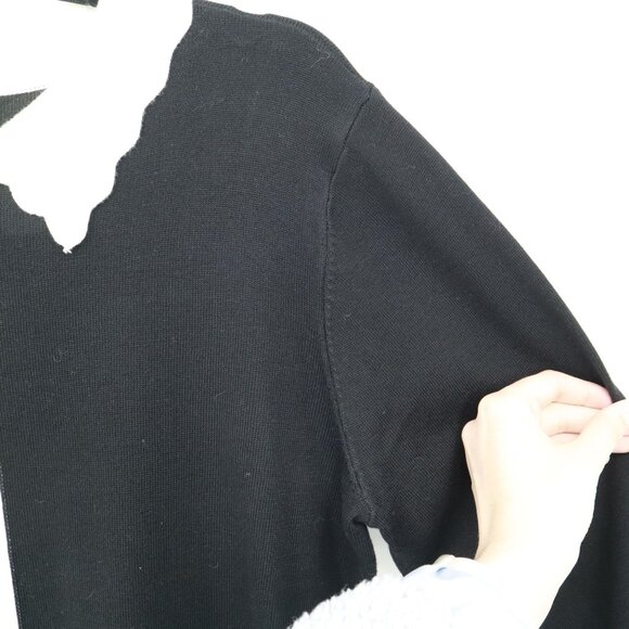 Seven Manor Sweater Women XL Black Rich Auntie Core Twee Preppy Wednesday Addams - Picture 10 of 16